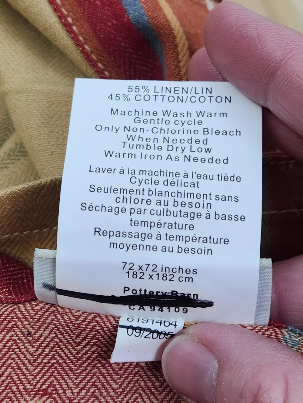 Pottery Barn Serape Stripe Shower Curtain 72x72  Linen Blend Heavy Wt NOS